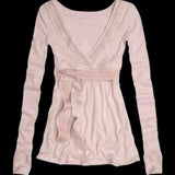 KYLETHOMASW  -  Y2K Pink Off Shoulder Long Sleeve Tops Women Letter Print Cute Sexy Shirt Solid Casual Aesthetic Joker Match Retro Clothing
