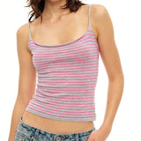 KYLETHOMASW  -  Y2k Aesthetic Casual Knitted Stripe Tank Top Women Streetwear Slim Fit Cropped Tanks Harajuku Grunge Vintage Backless Camisole