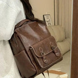 KYLETHOMASW  -  Casual Vintage Brown Backpacks Women Preppy Style Large Capacity Mochila Schoolbag Female Retro Y2k Backpack Aesthetic