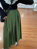 KYLETHOMASW  -  Large Vintage Plaid Skirts for Woman Autumn New Design Pleated Skirt Korean Fashion Faldas Long Elastic Waist Skirts
