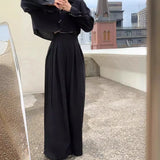 KYLETHOMASW  -  Early New Product Retro Temperament Drawstring Design Sense High Waist Hanging Sense Casual Mopping Pants Wide Leg Pants