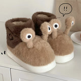 KYLETHOMASW  -  Cute Snail Cotton Home Slippers For Men Women Winter Funny Slippers For Couples Home Shoes Plush Indoor Household Slippers
