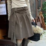 KYLETHOMASW  -  Autumn Fashion Pleated Skirt Women High Waist Solid Color Versatile  A-Line Skirts Office Lady Belt Knee Length Skirt 872A