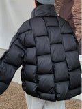 Kylethomasw Winter Jacket for Women Three-dimensional Plaid Woven Fashion Coat Solid High Street Warm and Thick Winter New Down Jacket