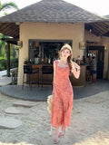 KYLETHOMASW  -  Vintage Y2k Spaghetti Strap Dress Women New Casual Print Midi Dress Female Korean Slim Beach Boho One Pieces Vestidos