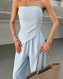 KYLETHOMASW  -  Women's Solid Color Sleeveless Tube Top Trousers Set Women's Sexy Casual Two-piece Set
