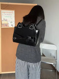 KYLETHOMASW  -  Sweet Cute Cat Pink Shoulder Bags Wallet Women Retro Leather Large Capacity Y2k Handbag Ladies Underarm Bag Backpack