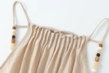 KYLETHOMASW  -  Holiday Dress Women French Lazy Backless Suspender Dress Elegant Khaki Pleated Halter Midi Loose Summer Dress Women