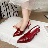 KYLETHOMASW  -  New Design Backless Bow Women High Heels Sexy Pointed Thin Heel Stripper Plus Size 35-43