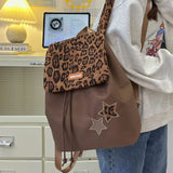 KYLETHOMASW  -  Japanese Harajuku Style Y2k Retro Leopard Print Large Capacity Backpack Travel Storage Bag Student School Bag Women's Bag