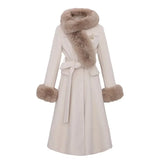 KYLETHOMASW  -  Sweet Hot Girl Large Fur Collar Woolen Coat Women's Winter Slim Single Breasted Belt Long-sleeved Coat Fashion Female Clothes