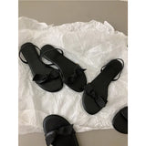 KYLETHOMASW  -  Flat Shoes Female Low Woman's Slippers Luxury Slides Butterfly-Knot 2025 Designer Rome Butterfly-knot Rubber Retro Scandals PU H