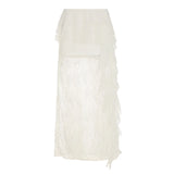 KYLETHOMASW  -  Music Festival Sexy Skirt For Women Vacation Semi-sheer Ruffle Lace Maxi Skirt Bohemian Y2K Club Outfit Spring Summer