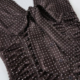 KYLETHOMASW  -  American style light mature V-neck lace up pleated slim fit shoulder T-shirt new polka dot short sleeved top