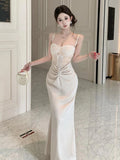 KYLETHOMASW  -  Fashion Women Evening Gown Fake 2-Piece Lace Sexy Chest Wrapped Bodycon Maxi Long Dress Elegant Lady Holiday Party Robe Vestidos
