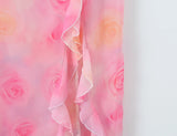 KYLETHOMASW  -  Romantic Floral Print Summer Vacation Dress Women Sexy Backless V Neck Ruffle Long Dresses Maxi Vestidos