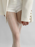 KYLETHOMASW  -  White Lace Pantyhose Ultra-Thin Nighttime Teaching Room Design Spring Sensation Women's Sexy Stockings Leg Beautifying Socks