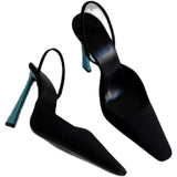 KYLETHOMASW  -  Spring and summer new pointed small square head back trip with silk single shoes thin high-heeled banquet dress women's sandals