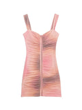 Kylethomasw Summer Mini Tank Dresses Woman  Trendy Tie Dye Sleeveless Backless Ruched Dress Zipper Female Slim Party Dress