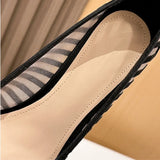 KYLETHOMASW  -  Fashion Mesh Women's Pumps New Pointed Toe Stiletto Slip-on Stripe Totem Female Sandals Classics Shallow Summer Ladies Shoes