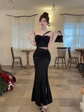 KYLETHOMASW  -  Elegant Sexy Long Evening Gown with Mesh Splice And Side Slit High Waist Bodycon Dress for Women Party Ball Celebration