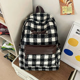 KYLETHOMASW  -  Bow Plaid Mochila  High Capaci Bag Student Laptop Mochilas Mujer Japanese Vintage Bolsas Fashion Simple Bags for Woman Backpack