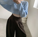 KYLETHOMASW  -  Early New Product Retro Temperament Drawstring Design Sense High Waist Hanging Sense Casual Mopping Pants Wide Leg Pants