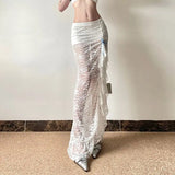 KYLETHOMASW  -  Temperament Mesh Lace Slit Skirt for Women Low Waist Slimming Slimming and Hip-hugging