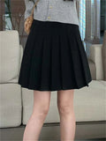 KYLETHOMASW  -   Woolen Slim Pleated Skirts Chic Women A-Line Preppy Style 2024 Casual High Waist Autumn Loose New Casual All Match