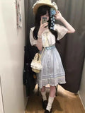 KYLETHOMASW  -  New Lovely Japanese Style Patchwork Dresses Short Sleeve Kawaii Sweet Button Bow Dress Summer Women Fashion Cute Slim Clothes