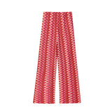 KYLETHOMASW  -  New Autumn Women Vintage High Waist Striped Crochet Knitted Pants Casual Trousers