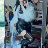 KYLETHOMASW  -  New Japanese Summer Y2k Subculture Millennial Hot Lace Sleeve Vest Sexy Perspective Hollow Inside For Women