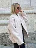 KYLETHOMASW  -  Standing Collar Buttons Women's Jackets Loose Long Sleeve Pockets Coats Solid Color Fold Tops Autumn Casual Outdoors Clothes