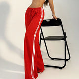 KYLETHOMASW  -  New Striped Pants Women Summer Fashion Streetwear Basic Straight Casual Slim Trousers Female Sexy Solid Simple Versatile Pants