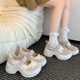 KYLETHOMASW  -  Autumn Bow Decoration Shallow Mouth Sports Single Shoes for Women Elegant Versatile Comfortable Thick Soled Mary Jane Shoes