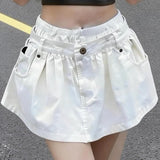 KYLETHOMASW  -  Korean Style Women Patchwork Skirt Detachable High Waist Anti-Exposure A-Line Mini Skirts Spring Summer Casual