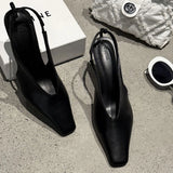 Kylethomasw Elegant Square Toe Women Heels Thin High Heeled Sexy Design Brand Office Casual Women's Backless Women Sandals Zapatos De Mujer
