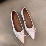KYLETHOMASW  -  Ballerina Satin Women's Flat Shoes Comfort Non-slip Pointed Toe Ladies Loafers Flats Elegant Bowknot Women's Single Shoes
