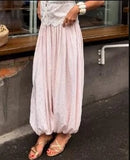 KYLETHOMASW  -  Women Casual Solid High Waist Pleated Balloon Long Pants Women Y2k Baggy Bloomers Solid Color High Waist Loose Fit Capris