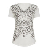 KYLETHOMASW  -  Spicy leopard print T-shirt with slanted shoulders, short sleeves, loose casual style, thin top, spring and summer new products