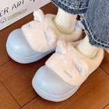 KYLETHOMASW  -  Autumn and Winter Velvet Warm Indoor Home Thick Soled Non Slip Slippers for Household Outdoor Wear Women