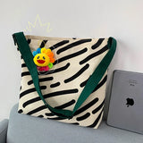 Kylethomasw  Women Canvas Shoulder Bag Zebra Stripes Print Ladies Casual Handbag Tote bag Large Capacity Cotton Reusable Shopping Beach Bag