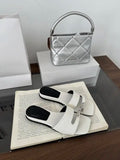 KYLETHOMASW  -  Shoes Woman 2025 Slippers Summer Square Toe Luxury Slides Rivet Pantofle Flat Designer New Rivet Shoes Slippers Women Summer Pan