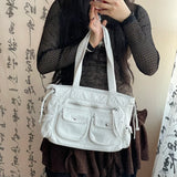 KYLETHOMASW  -  Korean Niche Design Retro Zipper Drawstring Pocket Underarm Bag Elegant Fashion Women Shoulder Underarm Bags