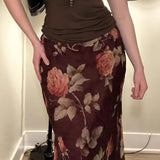 KYLETHOMASW  -  Elegant temperament rose fishtail skirt French medium long slim fit mesh elegant retro half skirt women's clothing