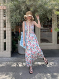 KYLETHOMASW  -  French Sweet Floral Dress Women Summer Fashion Elgant Spaghetti Strap Dresses New Off Shoulder Travel Holiday Lady Vestidos