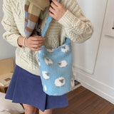 KYLETHOMASW  -  Lamb Wool Kawaii Cute Crossbody Bag Y2k Aesthetic All Match Knitted Bags for Women Harajuku Grunge Fluffy Shoulder Handbags