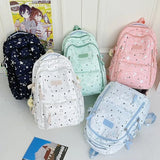 KYLETHOMASW  -  Star Print Mochilas Mujer High Capacity Mochila University Student Bag Casual Fresh Sweet Backpack Korean Ins Bags for Woman