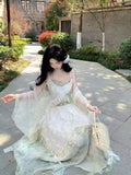 KYLETHOMASW  -  French Sweet Elegant Women 2 Piece Set Aesthetic Lace Splice Embroidery Tops + Design Skirt Fashion Korea Style Outfits Summer