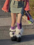 KYLETHOMASW  -  3 Pieces Sets Faux Fur Leg Warmers Boot Covers Goth Japanese Kawaii Legs Punk Jk Knee-length Hiphop Y2K Fashion Long Socks